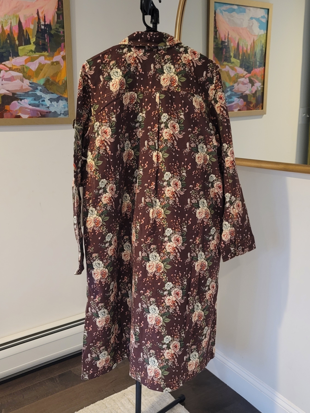ARATTA Vintage Style Burgundy Floral Coat Boho Women's Size XL - Picture 6 of 10